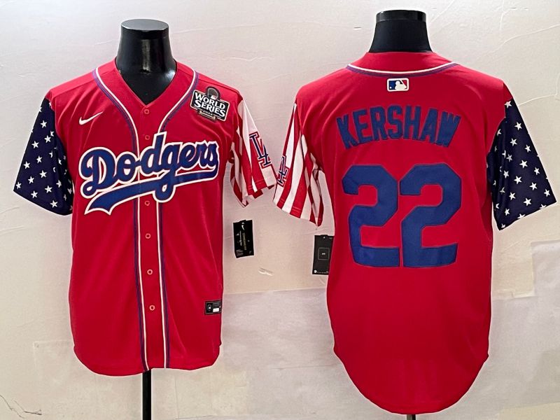Men Los Angeles Dodgers #22 Kershaw Red a generation of national flags Joint name 2025 Nike MLB Jersey style 8->los angeles dodgers->MLB Jersey